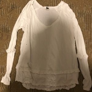 White Free People deep neck sweater